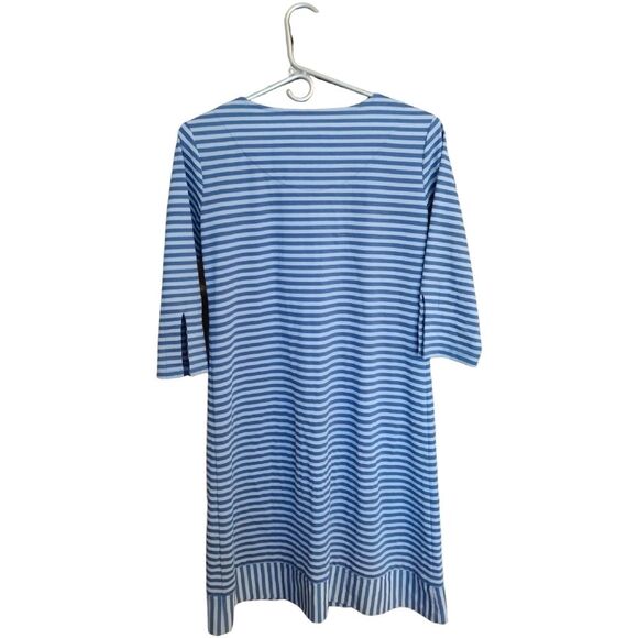 Sara Campbell 3/4 Sleeve Striped Dress, Size Small, Blue/White with Gold Accent - Picture 2 of 7